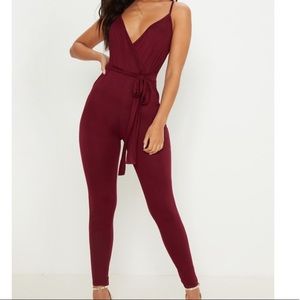 Pretty Little Thing wrap tie waist jumpsuit